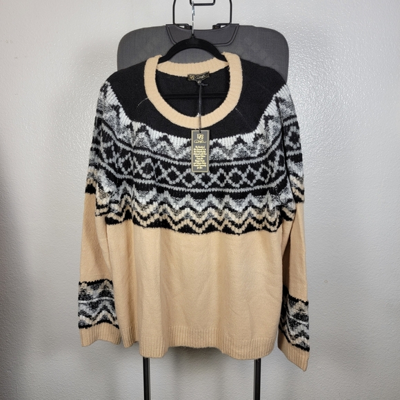 dg2 by diane gilman Cozy Knit Sweater Black And Cream Size 2X - Picture 1 of 7